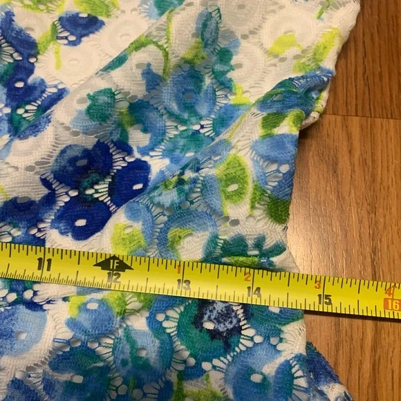 Studio One New York A Line Dress Tea Party Sleeveless white and Blue Floral Sz 6 - Picture 5 of 9